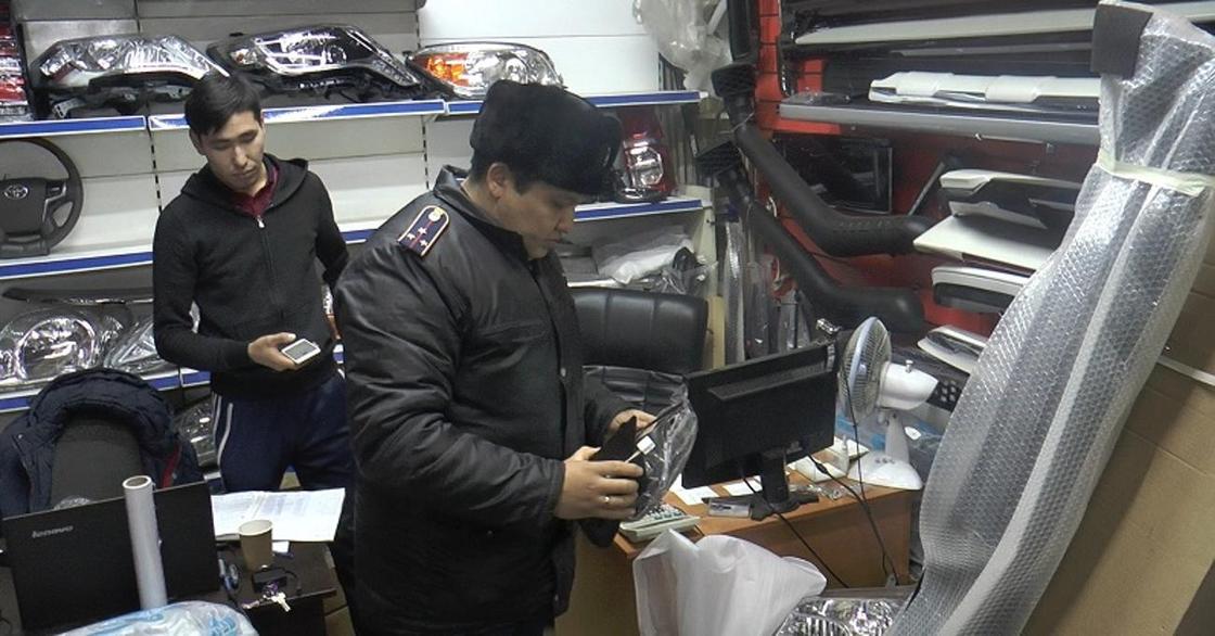 Ворованные фары, зеркала и аккумуляторы изъяла полиция в ходе рейда в Алматы (фото)