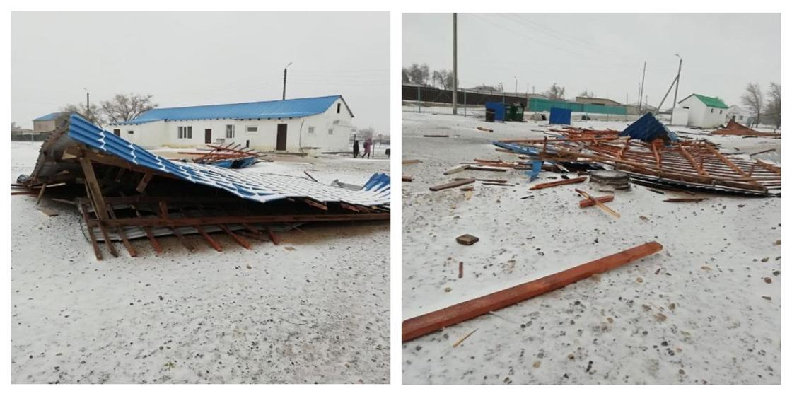 Сильный ветер сорвал крыши в школах в Атырауской области