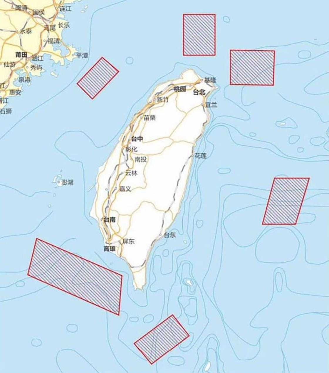План проведения военных учений возле Тайваня со стороны Китая