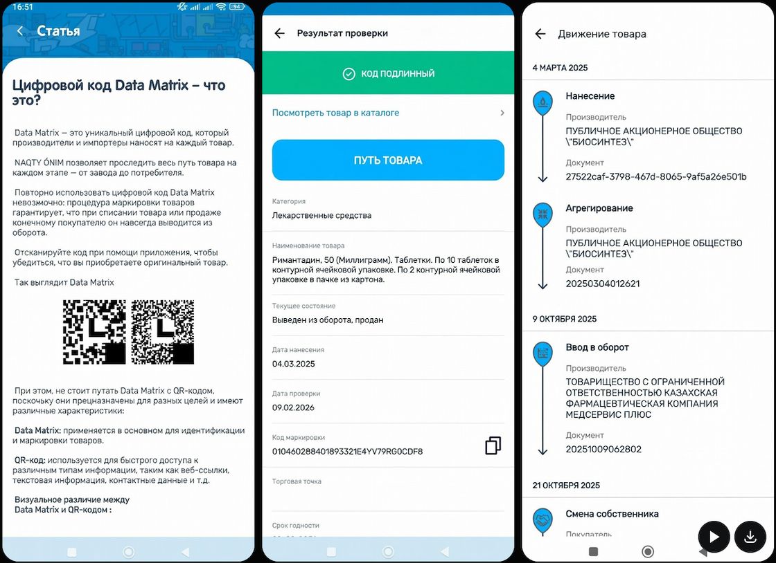 Данные о лекарстве в приложении