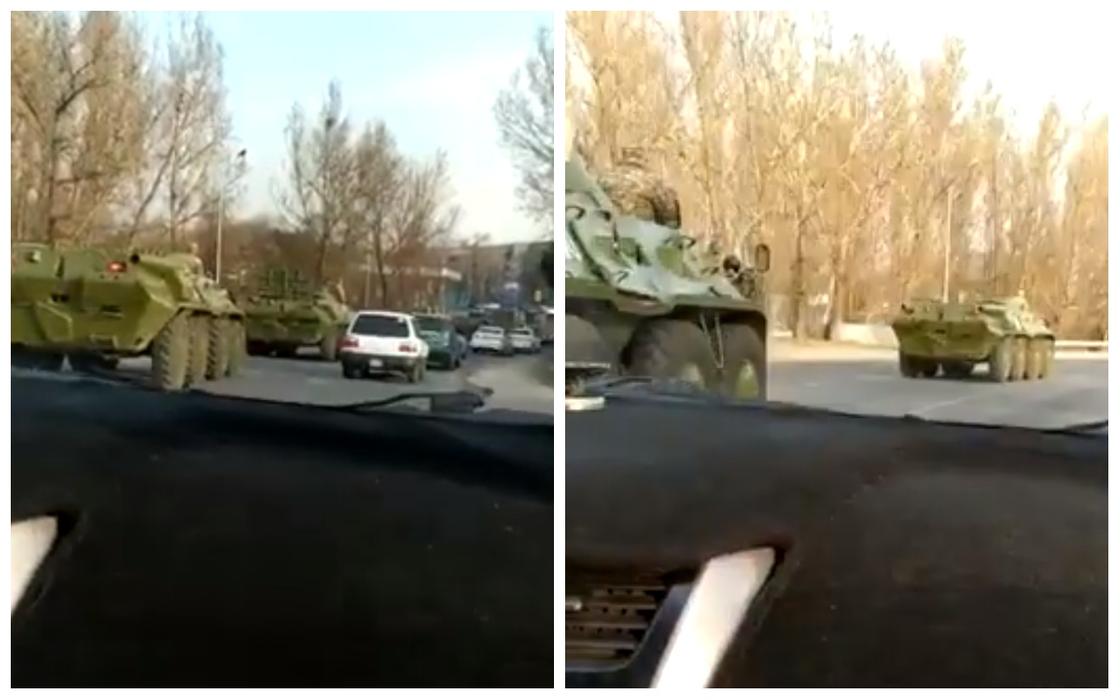 Военная техника разъезжает по улицам Алматы из-за коронавируса (видео)