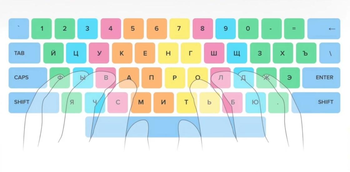 Схема правильного расположения пальцев на клавиатуре