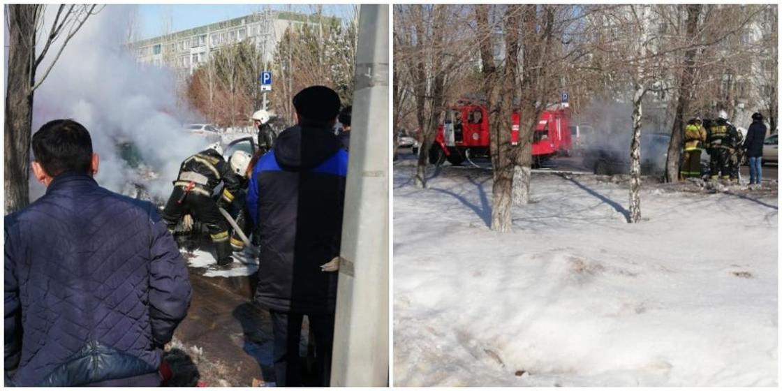 Автомобиль загорелся на дороге в Астане (фото, видео) Автомобиль загорелся на дороге в Астане (фото, видео)