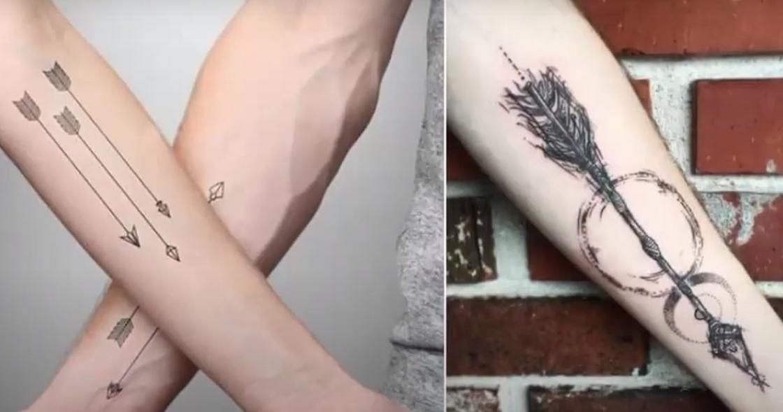 Разные варианты дизайнов татуировки стрела