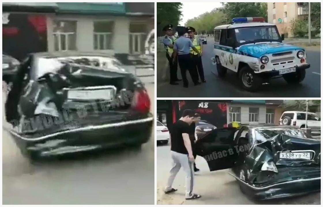 Полицейский на патрульной машине въехал в иномарку в Павлодаре