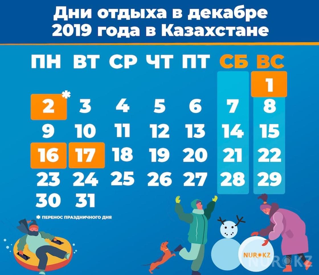 Сколько дней казахстанцы отдохнут в декабре