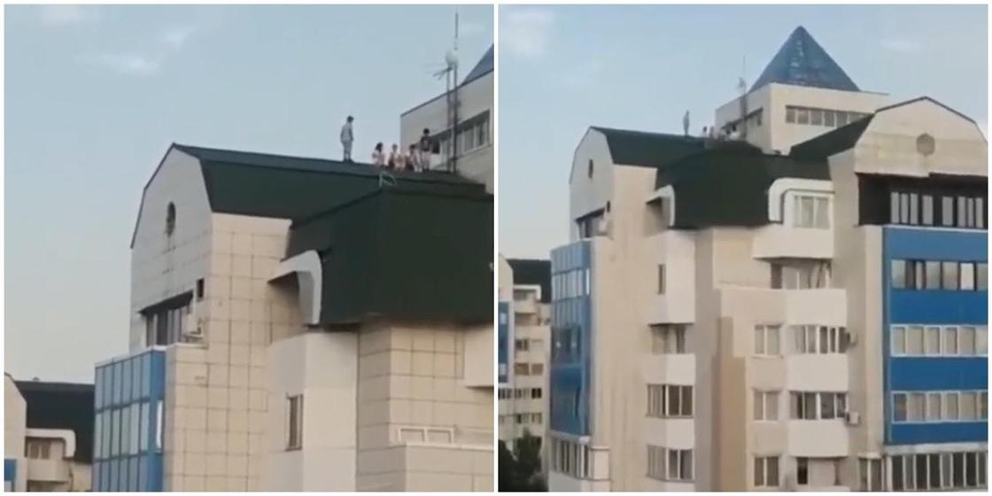 Детей сняли сидящими на крыше высотного дома в Алматинской области (видео)