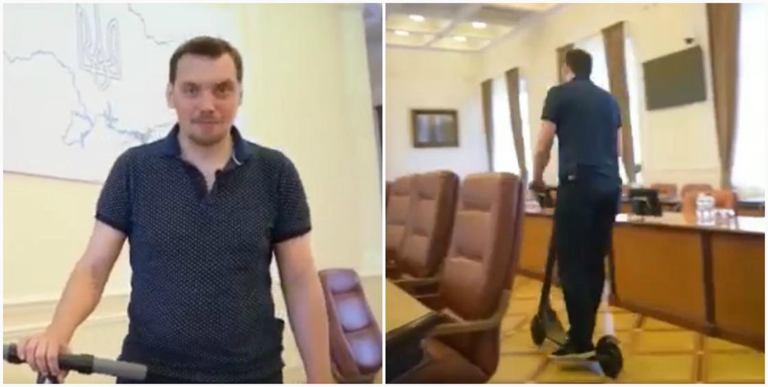 Новый украинский премьер прокатился на самокате по зданию правительства