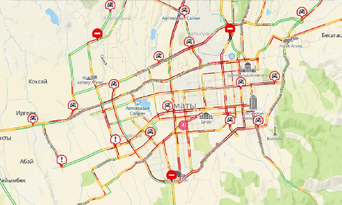 Пробки в Алматы 20 декабря 2024 года