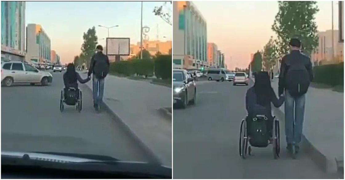 Парень на самокате с девушкой на инвалидном кресле умилили казнет (видео)