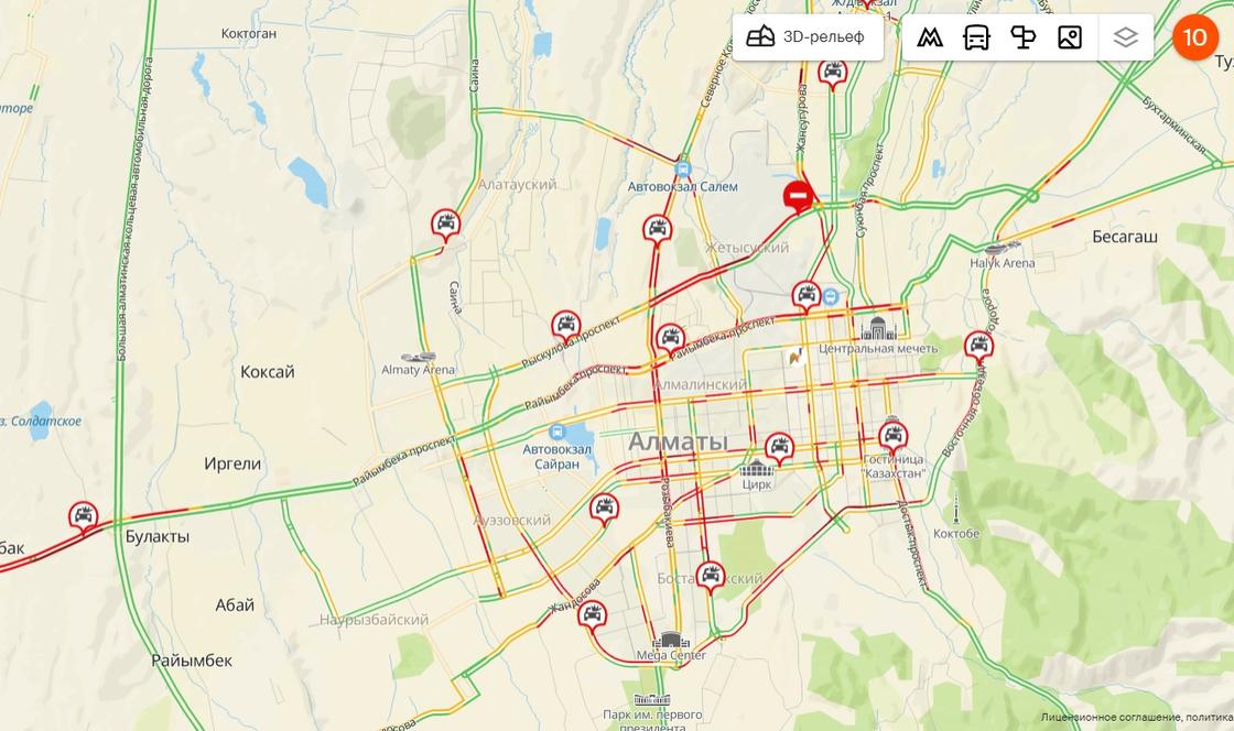 Уровень загруженности дорог