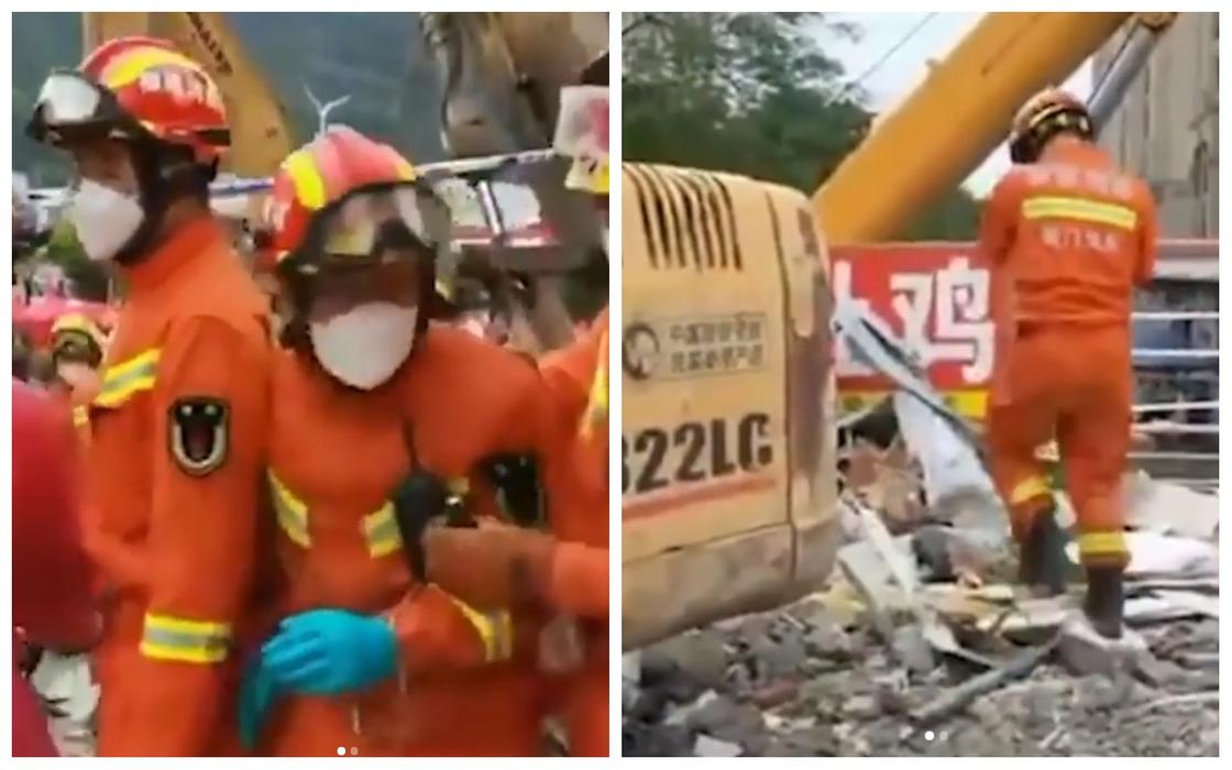 Обрушение отеля в Китае: реакция спасателя на тела мертвых детей попала на видео