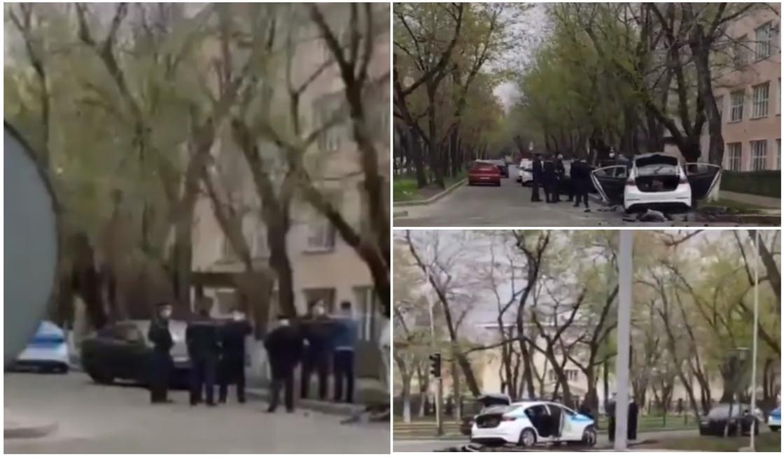 Патрульная машина столкнулась с легковушкой в Алматы (видео)