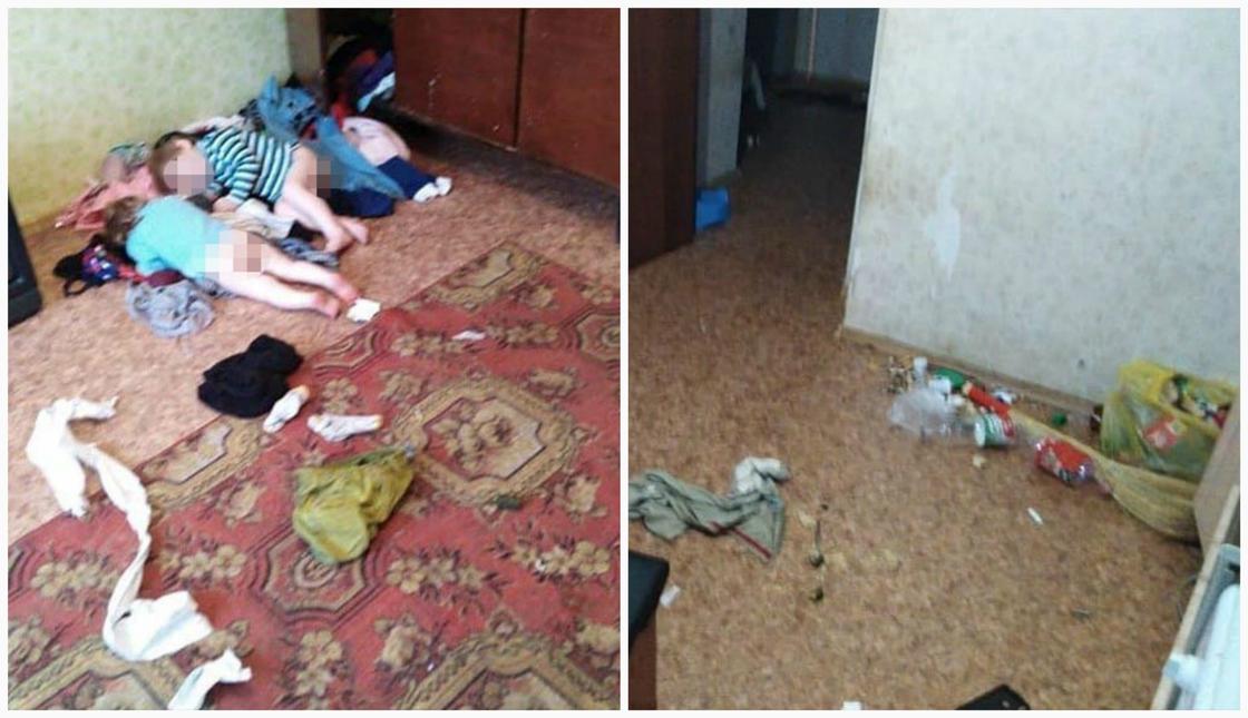 Детей, которые спали в куче белья на полу, оставили жить с матерью в Уральске