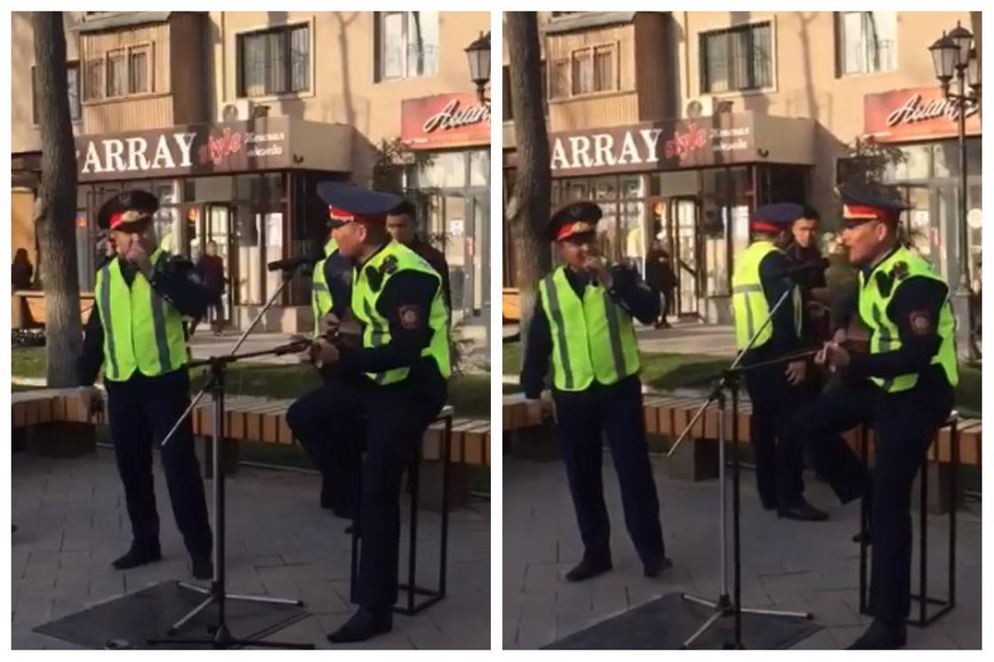 Поющие полицейские восхитили шымкентцев (видео)