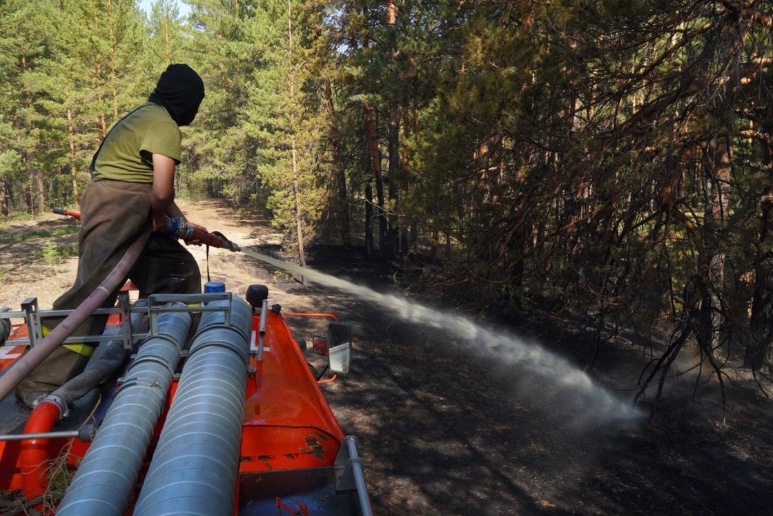 Орман өртін сөндіріп жүрген өрт сөндіруші