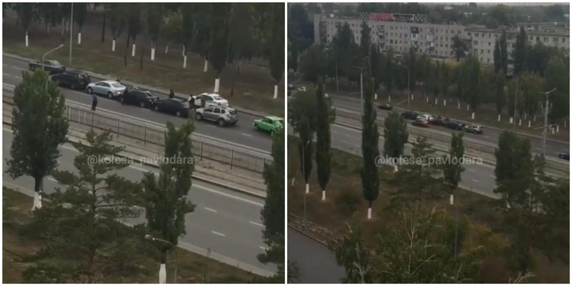 «Бой Хабиба смотрели»: 4 машины врезались друг в друга на дороге в Павлодаре (видео)