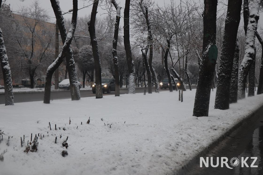 Алматы засыпало снегом после проливного дождя (фото)