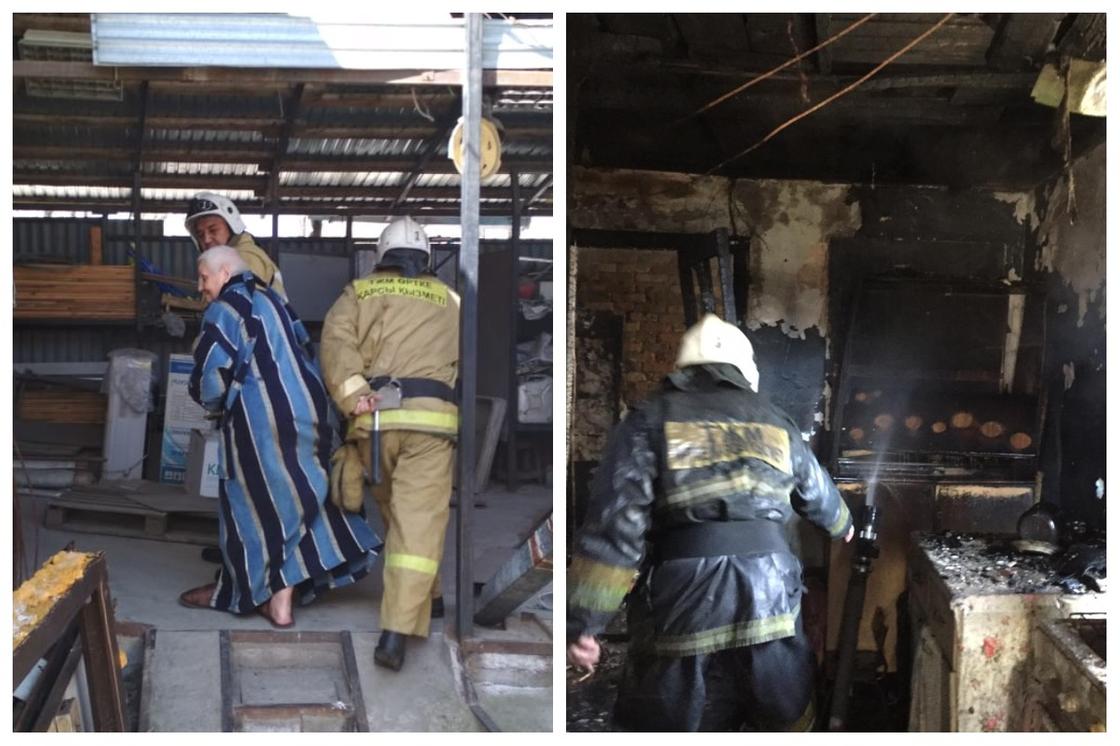 85-летнюю женщину спасли пожарные из пылающего дома в Алматы (видео)