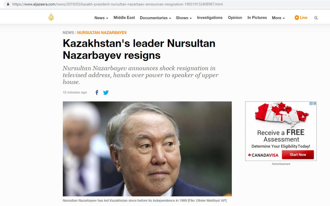 Как отреагировали мировые СМИ на отставку президента Казахстана (фото)