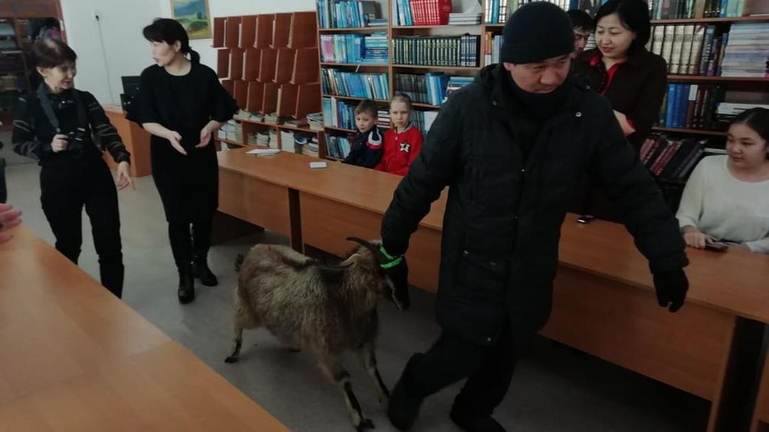Сельский аким подарил козу лучшему читателю библиотеки в Павлодарской области