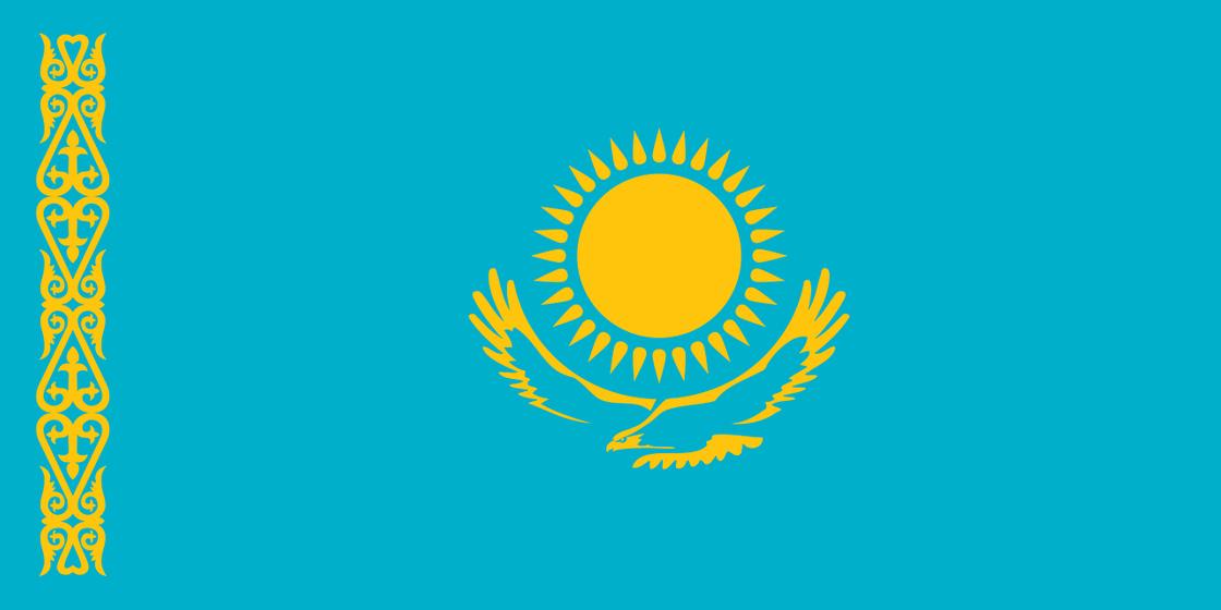 Голубой флаг с солнцем, орлом, орнаментом