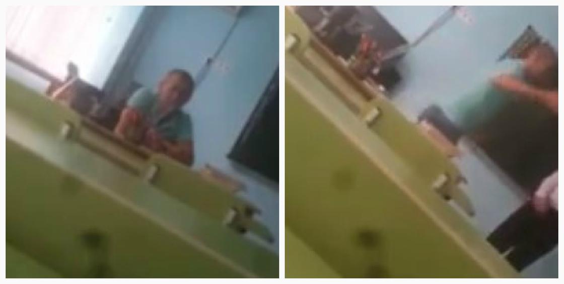 Опубликовано видео с пьяным учителем, напавшим на школьника