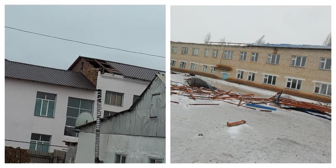 Сильный ветер сорвал крыши в школах в Атырауской области (фото)