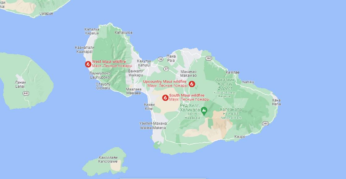 Остров Мауи на карте