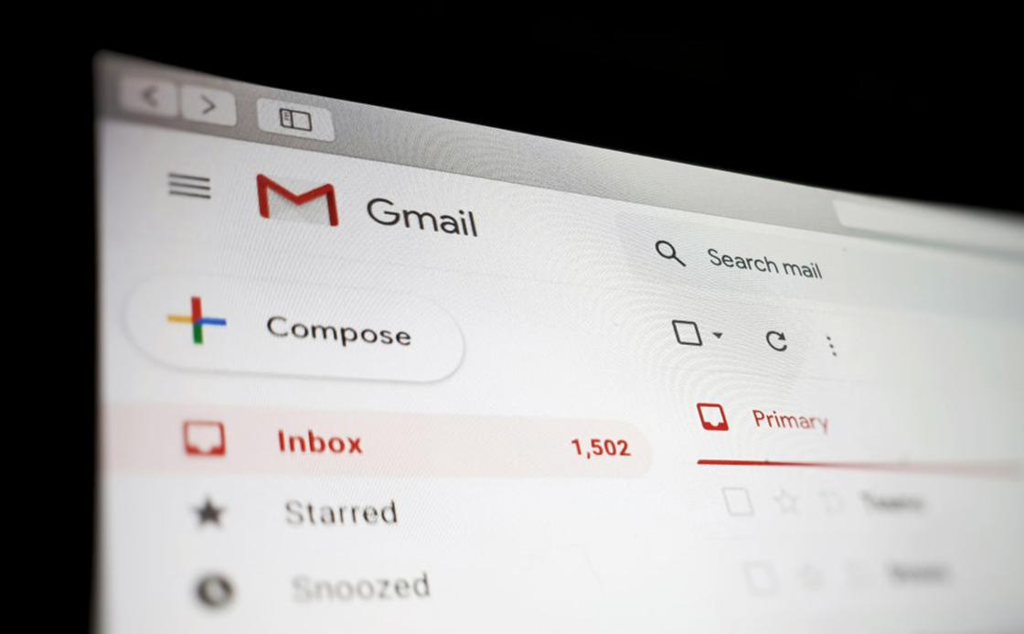 Страница сервиса электронной почты Gmail