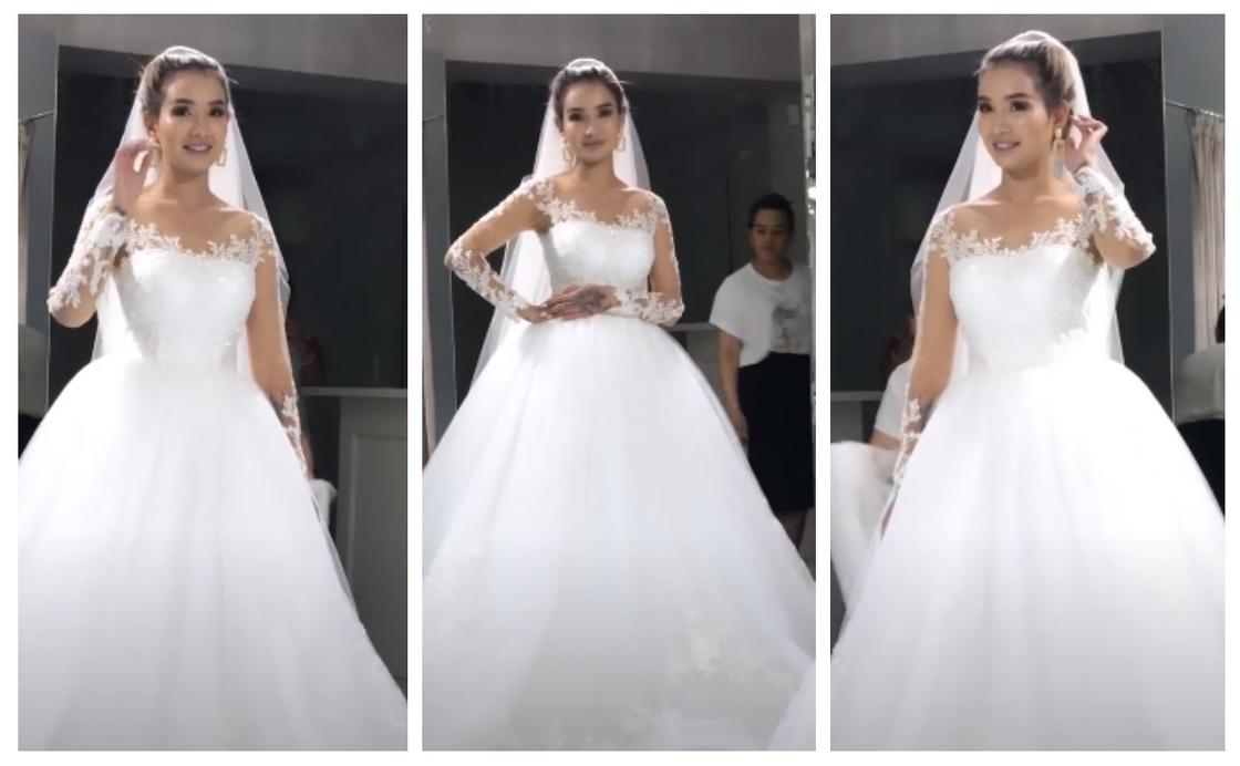 Айжан Байзакова показала свадебное платье (фото, видео)