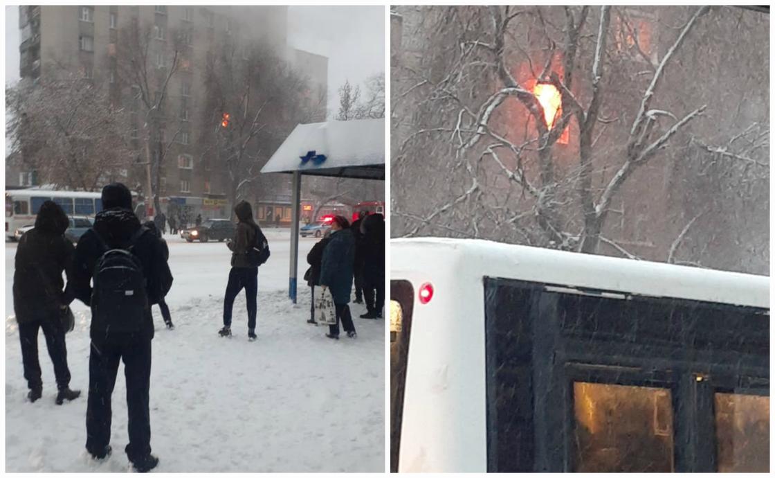 Пожар в общежитии в Уральске