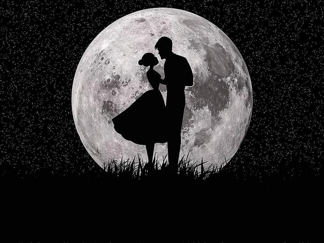Пара на фоне Луны