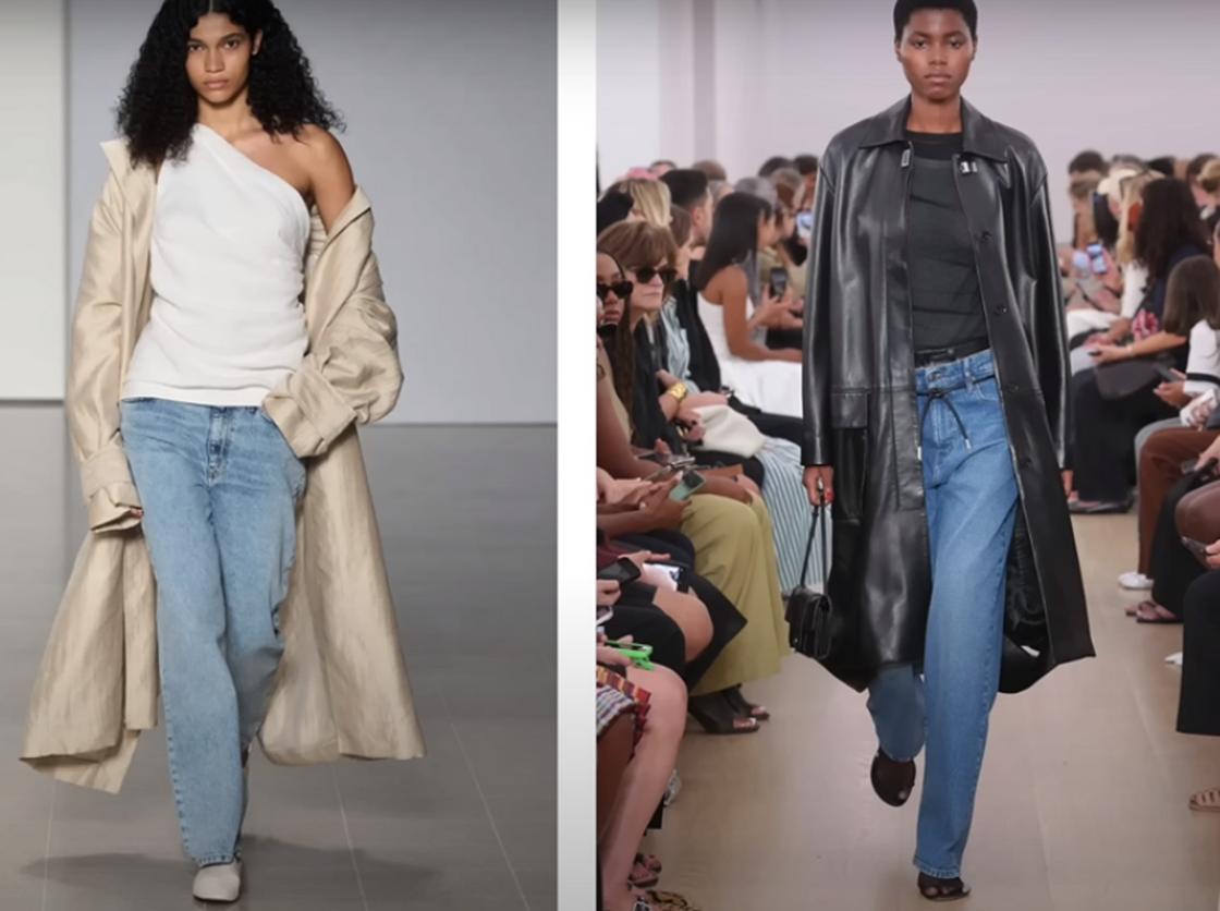 Модели демонстрируют классические прямые джинсы