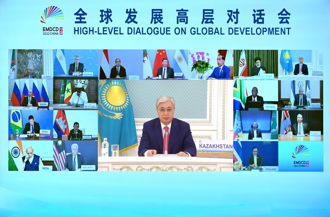Президент Казахстана Касым-Жомарт Токаев во время онлайн-встречи БРИКС+