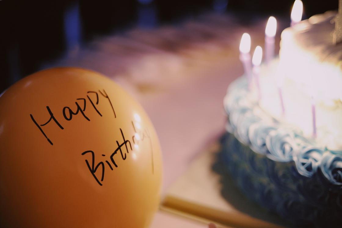 Шар с надписью Happy Birthday, торт со свечами Шар с надписью Happy Birthday, торт со свечами
