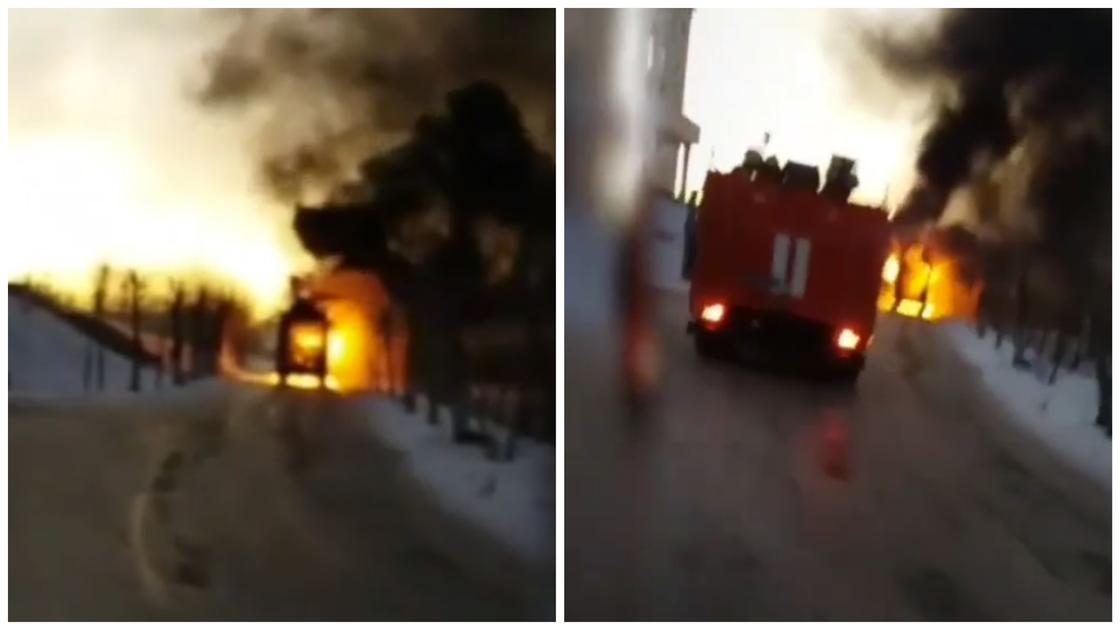 Скорая помощь сгорела в Экибастузе (видео) Скорая помощь сгорела в Экибастузе (видео)