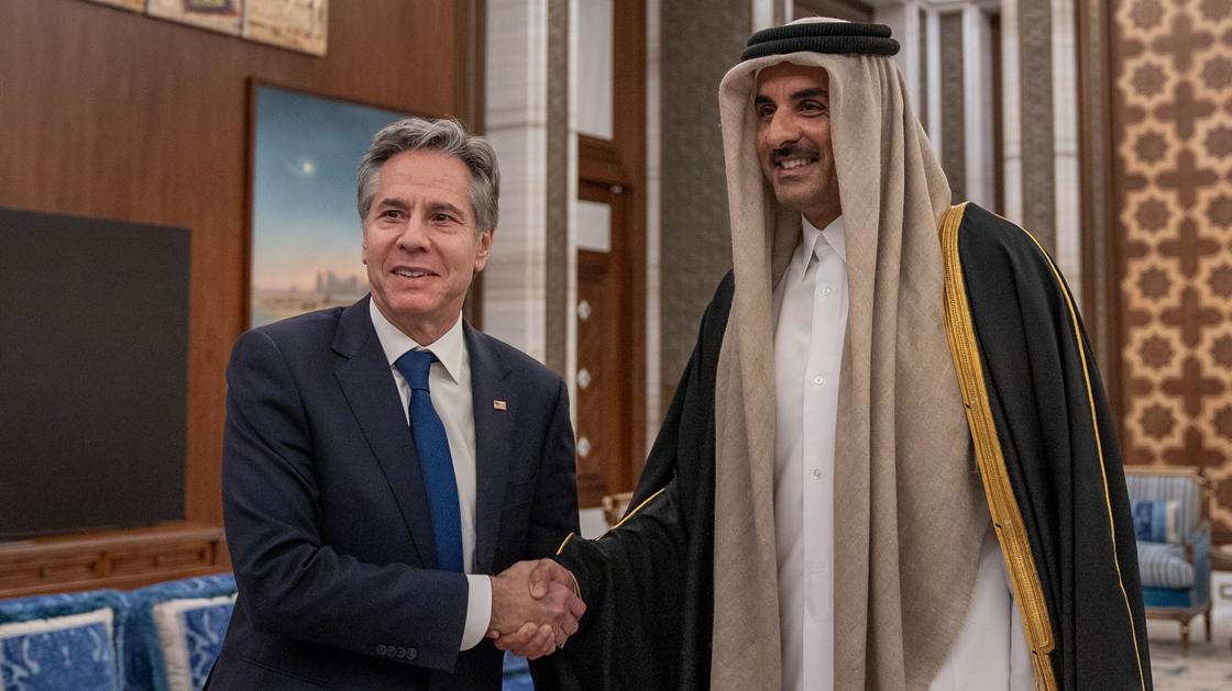 Госсекретарь США Энтони Блинкен с эмиром Катара Тамимом ибн Хамадом Аль Тани