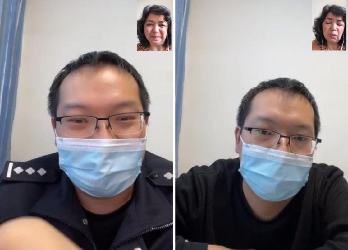 Сделанный Кельбинур скриншот во время звонка китайского полицейского