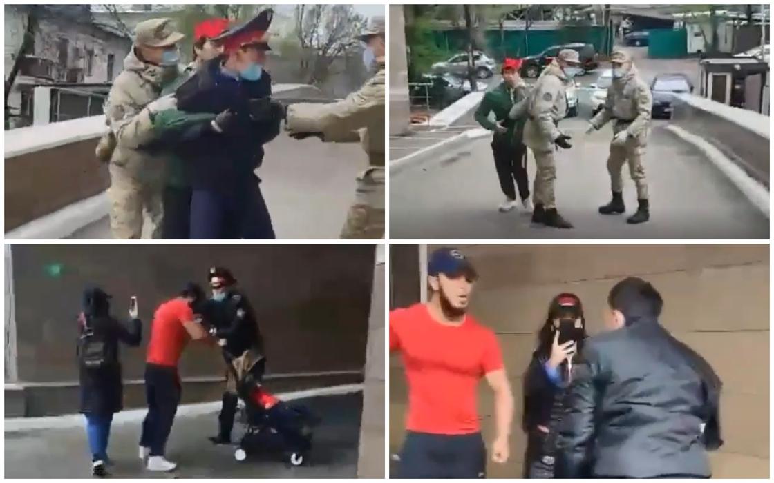 Мужчина с детской коляской едва не подрался с полицейским в Алматы (видео)