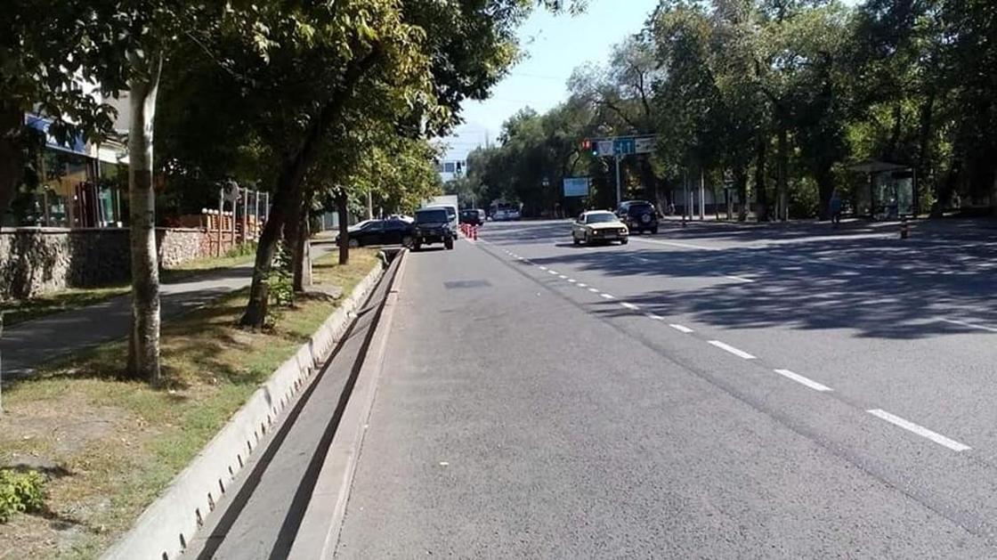 Знаки на велодорожках закрасили на улице Байтурсынова в Алматы