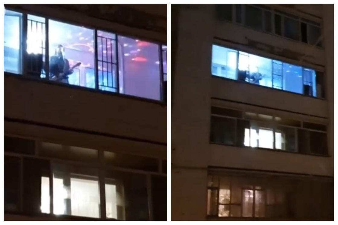 "Паника ничем не поможет": астанчанин устроил концерт на балконе (видео)