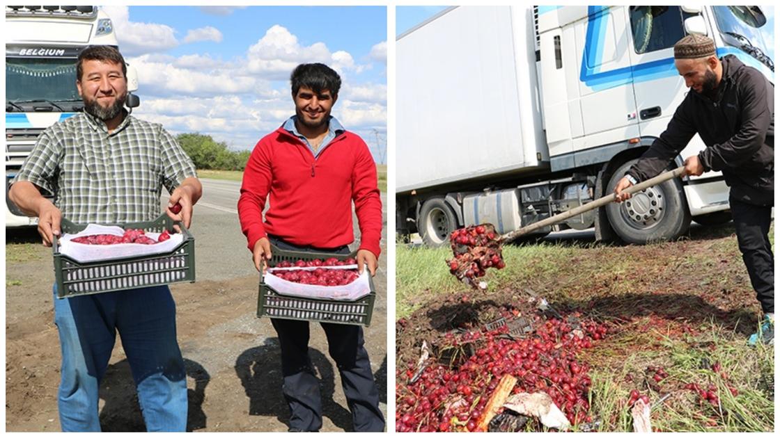 Фура со сливами перевернулась на трассе Алматы-Екатеринбург рядом с Карабалыком Фура со сливами перевернулась на трассе Алматы-Екатеринбург рядом с Карабалыком