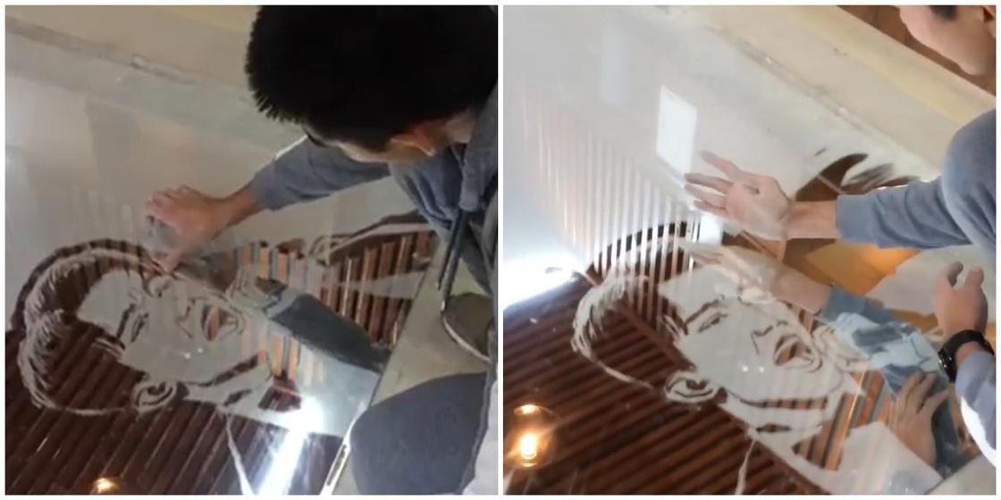 20.12 Алматинец нарисовал портрет Димаша Кудайбергена на пыльном зеркале (видео)