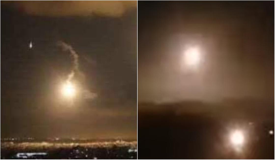 Отражение ракетного удара по Дамаску сирийской ПВО попало на видео
