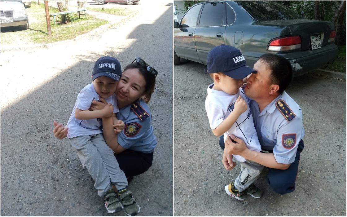 Трогательная встреча полицейских с детьми попала на фото в Алматинской области