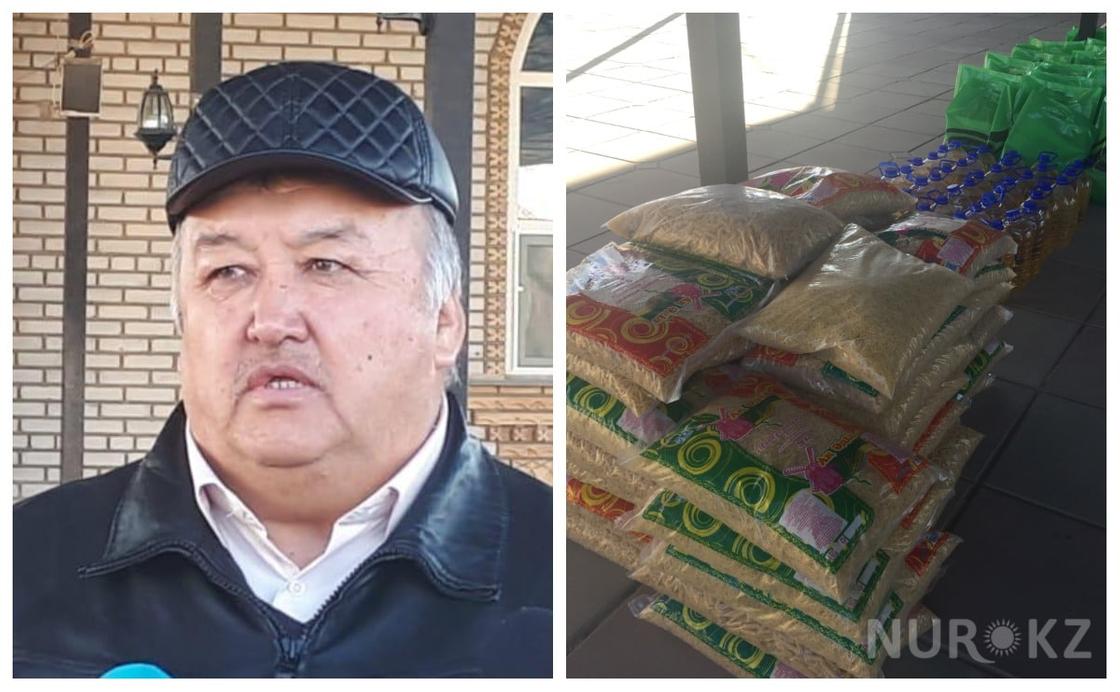 Шымкентский предприниматель раздал продукты первой необходимости 200 нуждающимся семьям