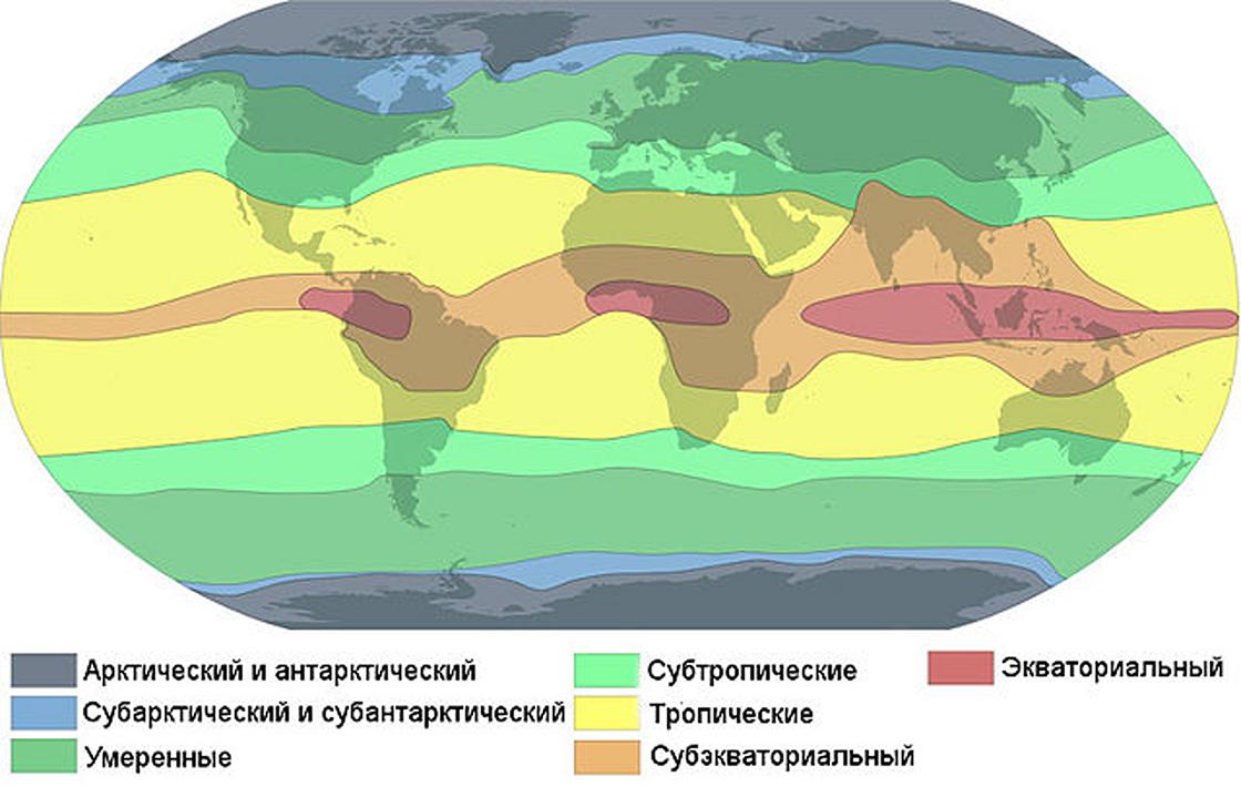 Карта с климатическими зонами