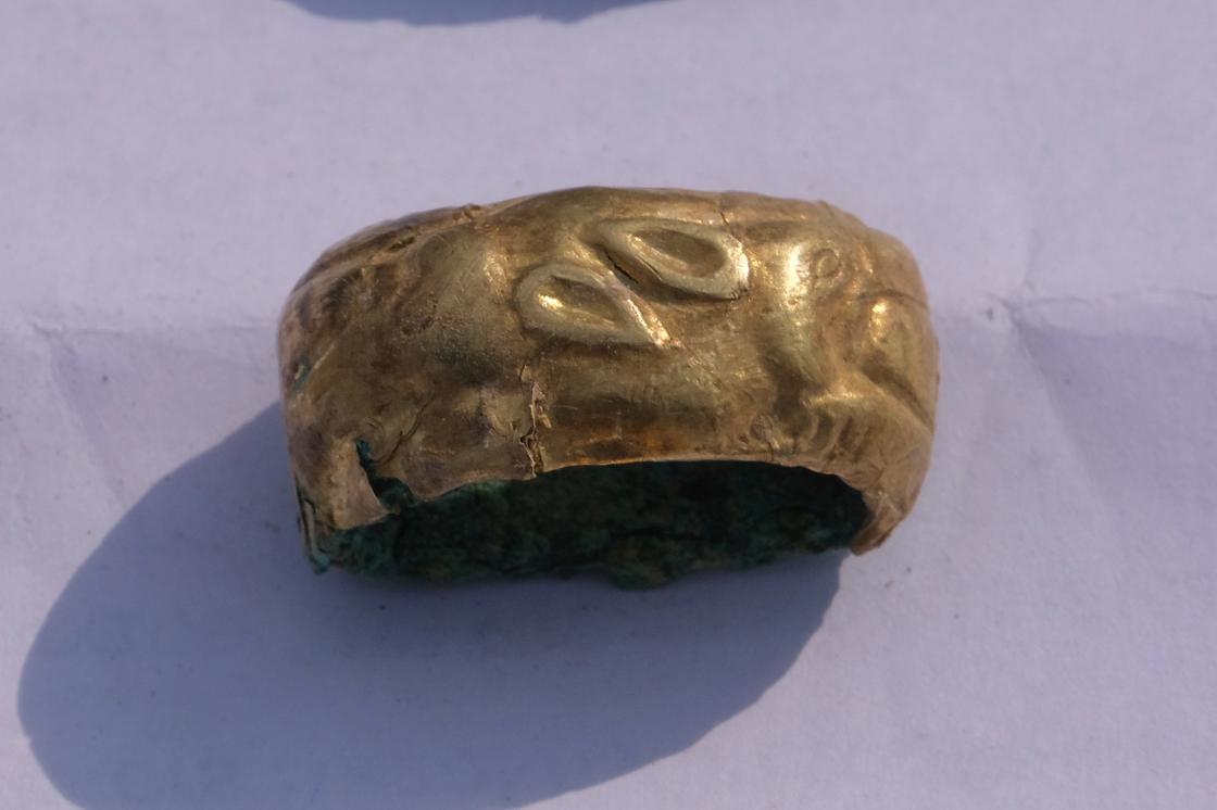 Золотое украшение, найденное археологами