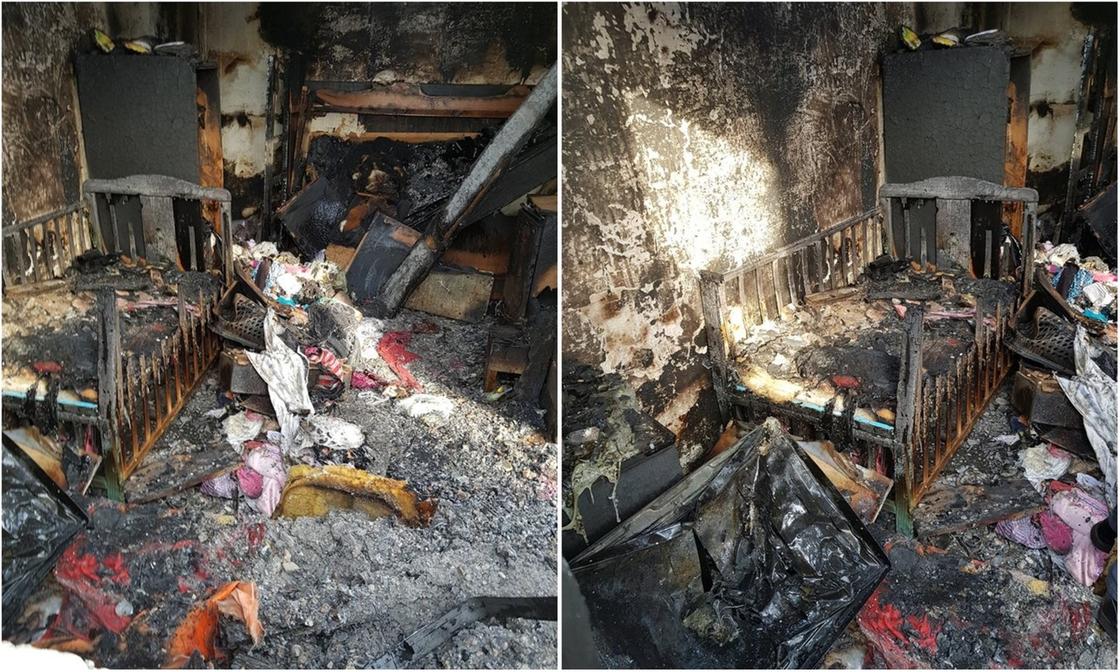 "Я рыдала от вида обугленной колыбели": жуткие кадры из сгоревшего с 5-ю детьми дома в Астане (фото)